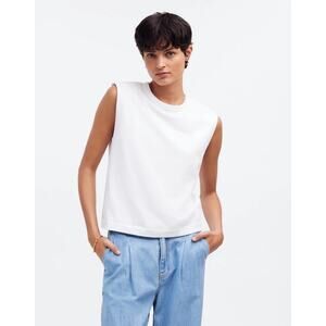 Madewell‎ Structured Muscle Tee Eyelet White Large NR246 Casual Elevated Capsule